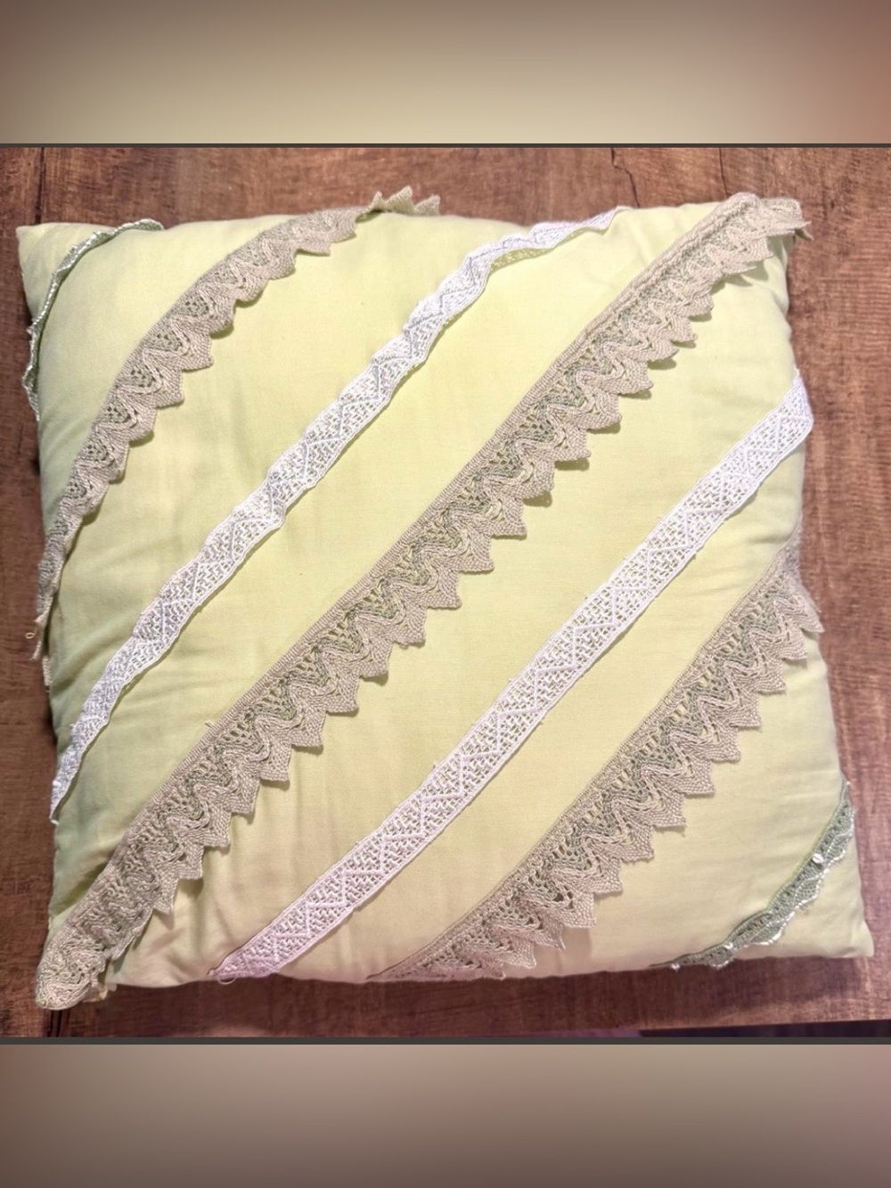 Vintage Handmade Pace Throw Pillow 18x18